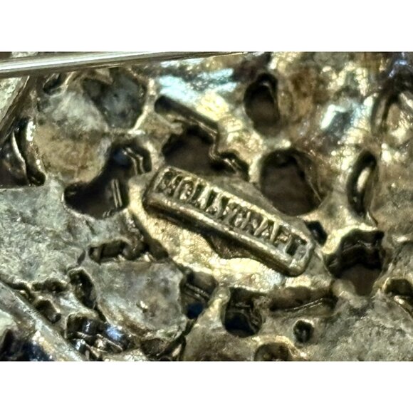 Vintage Hollycraft Multi Color Rhinestone Faux Pearl Brooch And Clip Earrings - Picture 8 of 12